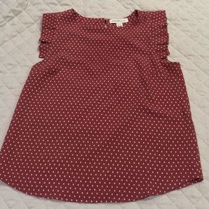 Coral colored dot shirt